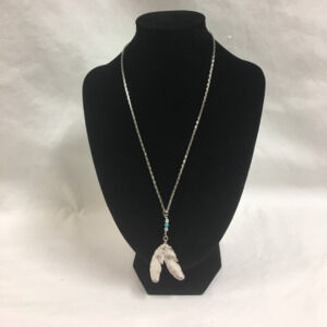 + Silver Tone Feather Necklace